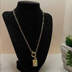 Gold Colored J Pendant Necklace